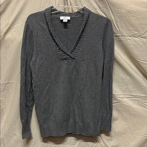 LOFT Charcoal V-Neck Sweater for Women